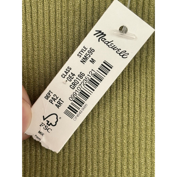 Madewell Women's Medium Green Signature Knit Cutaway Ribbed Sweater Tank Top - Picture 9 of 14